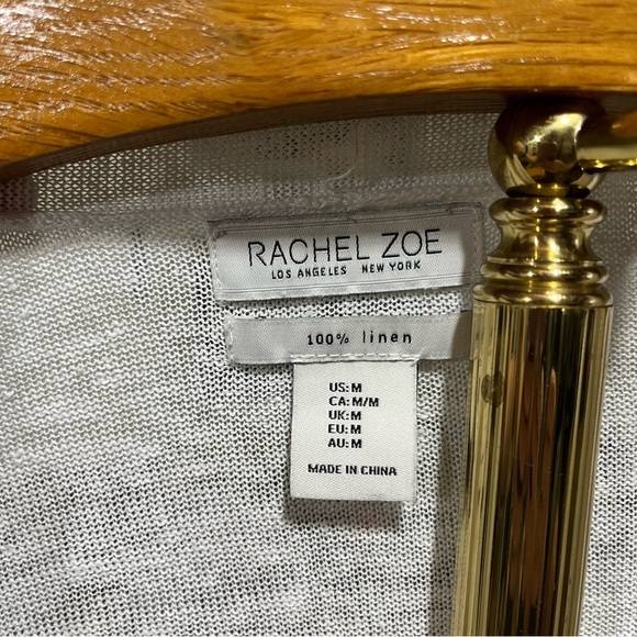 Rachel Zoe White 100% Linen Long Line Open Front Cardigan - Picture 9 of 12
